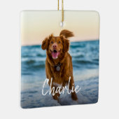 Gepersonaliseerde hondenfoto naam keramisch ornament (Rechts)