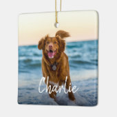 Gepersonaliseerde hondenfoto naam keramisch ornament (Links)