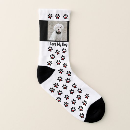 Gepersonaliseerde hondenfoto sokken- I love my dog Sokken (Rechts - buiten)