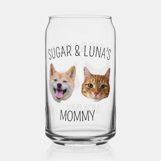 Gepersonaliseerde Hondenkat Gezichtsfoto, Schattig Blikvorm Glas (Voorkant)
