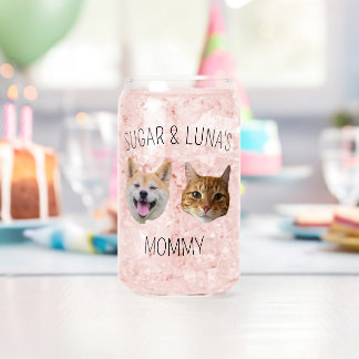 Gepersonaliseerde Hondenkat Gezichtsfoto, Schattig Blikvorm Glas