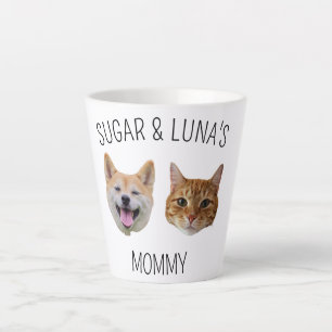Gepersonaliseerde Hondenkat Gezichtsfoto, Schattig Latte Mok