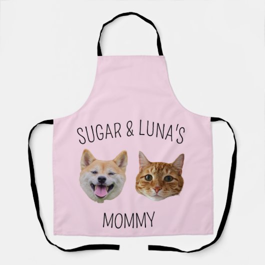 Gepersonaliseerde Hondenkat Gezichtsfoto, Schattig Schort (Voorkant)