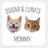 Gepersonaliseerde Hondenkat Gezichtsfoto, Schattig Vierkante Sticker (Voorkant)