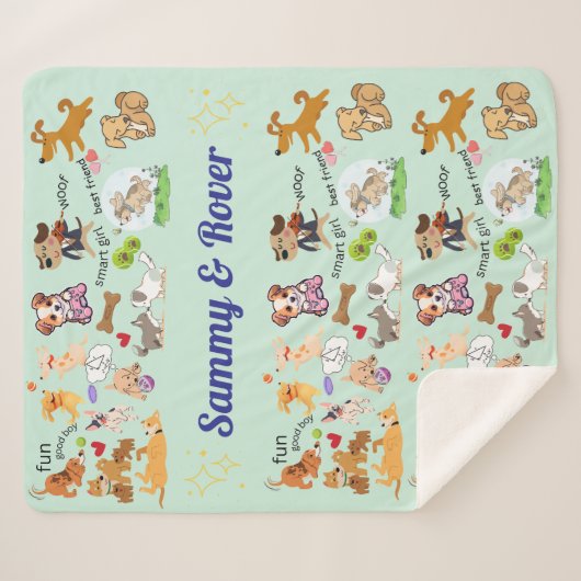 Gepersonaliseerde hondenliefde voor u of uw kind sherpa deken (Voorkant (horizontaal))