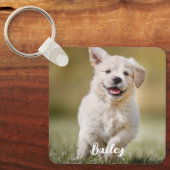 Gepersonaliseerde Hondenliefhebber Custom Modern P Sleutelhanger (Voorkant)