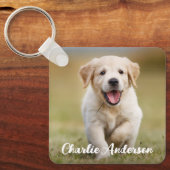 Gepersonaliseerde Hondenliefhebber Keepsake Modern Sleutelhanger (Voorkant)