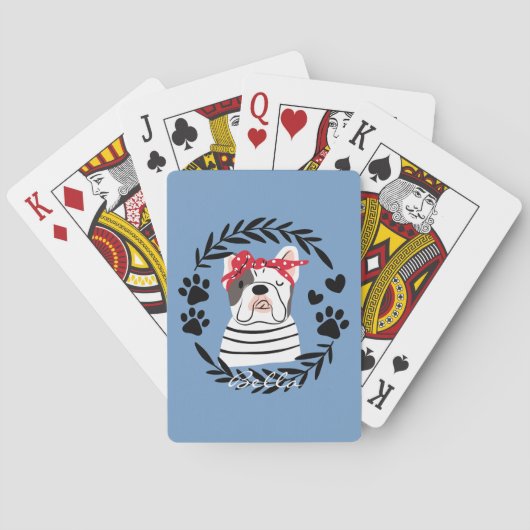 Gepersonaliseerde hondennaam Bulldog Pokerkaarten (Achterkant)