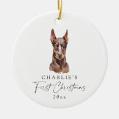 Gepersonaliseerde hondennaam Doberman Mijn eerste  Keramisch Ornament (Voorkant)