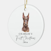 Gepersonaliseerde hondennaam Doberman Mijn eerste  Keramisch Ornament (Links)