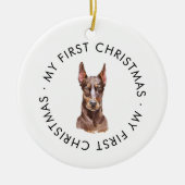 Gepersonaliseerde hondennaam Doberman Mijn eerste Keramisch Ornament (Voorkant)