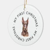 Gepersonaliseerde hondennaam Doberman Mijn eerste Keramisch Ornament (Links)