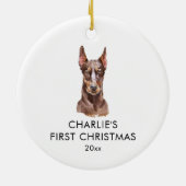 Gepersonaliseerde hondennaam Doberman Mijn eerste Keramisch Ornament (Achterkant)