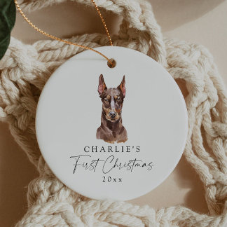 Gepersonaliseerde hondennaam Doberman Mijn eerste  Keramisch Ornament