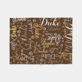 Gepersonaliseerde hondennaam en poten helemaal bru fleece deken (Voorkant (Horizontaal))