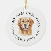 Gepersonaliseerde hondennaam Golden Mijn eerste ke Keramisch Ornament (Voorkant)