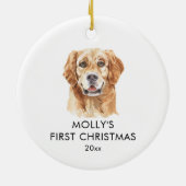 Gepersonaliseerde hondennaam Golden Mijn eerste ke Keramisch Ornament (Achterkant)