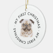 Gepersonaliseerde hondennaam Pug Lover Mijn eerste Keramisch Ornament (Links)