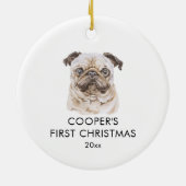 Gepersonaliseerde hondennaam Pug Lover Mijn eerste Keramisch Ornament (Achterkant)
