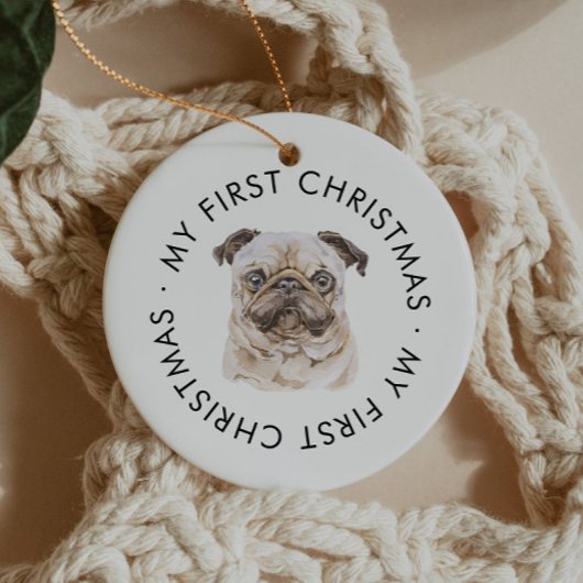 Gepersonaliseerde hondennaam Pug Lover Mijn eerste Keramisch Ornament