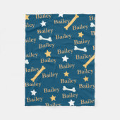 Gepersonaliseerde hondennaam sterren Botten blauw Fleece Deken (Voorkant)