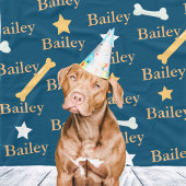 Gepersonaliseerde hondennaam sterren Botten blauw Fleece Deken