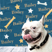 Gepersonaliseerde hondennaam sterren Botten blauw Fleece Deken