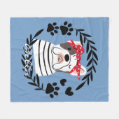Gepersonaliseerde hondennaam Vrouw Bulldog Fleece Deken (Voorkant (Horizontaal))