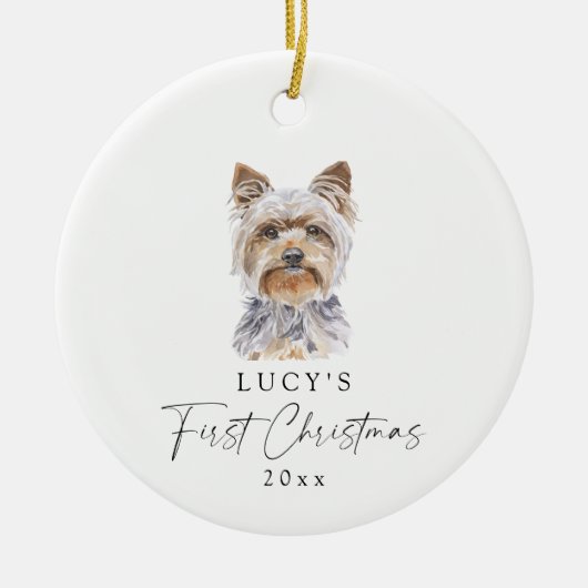 Gepersonaliseerde hondennaam Yorkie Mijn eerste ke Keramisch Ornament (Voorkant)