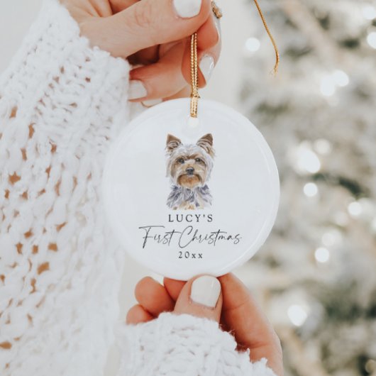 Gepersonaliseerde hondennaam Yorkie Mijn eerste ke Keramisch Ornament