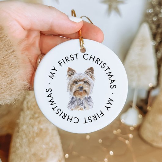 Gepersonaliseerde hondennaam Yorkie Mijn eerste ke Keramisch Ornament