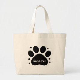 Gepersonaliseerde hondenpoot Aangepaste naam van h Grote Tote Bag