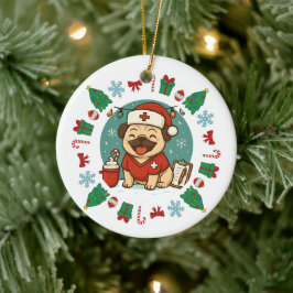 Gepersonaliseerde Hondenverpleegkundige Kerst Scha Keramisch Ornament