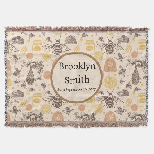Gepersonaliseerde Honing Bumblebee Deken (Voorkant)