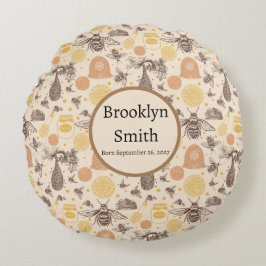Gepersonaliseerde Honing Bumblebee Rond Kussen
