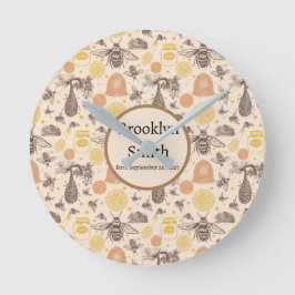 Gepersonaliseerde Honing Bumblebee Ronde Klok