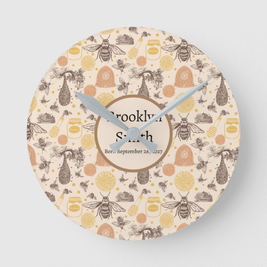 Gepersonaliseerde  Honing Bumblebee Ronde Klok (Voorkant)