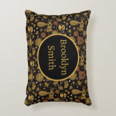 Gepersonaliseerde  Honing Bumblebee Zwart Accent Kussen (Voorkant(Verticaal))