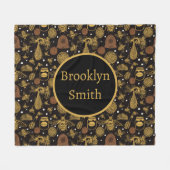 Gepersonaliseerde Honing Bumblebee Zwart Fleece Deken (Voorkant (Horizontaal))