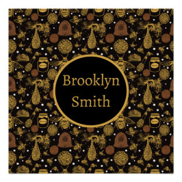 Gepersonaliseerde Honing Bumblebee Zwart Perfect Poster