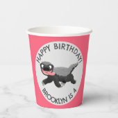 Gepersonaliseerde honing das cartoon verjaardag papieren bekers (Achterkant)