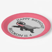 Gepersonaliseerde honing das cartoon verjaardag papieren bordje (Gekanteld)