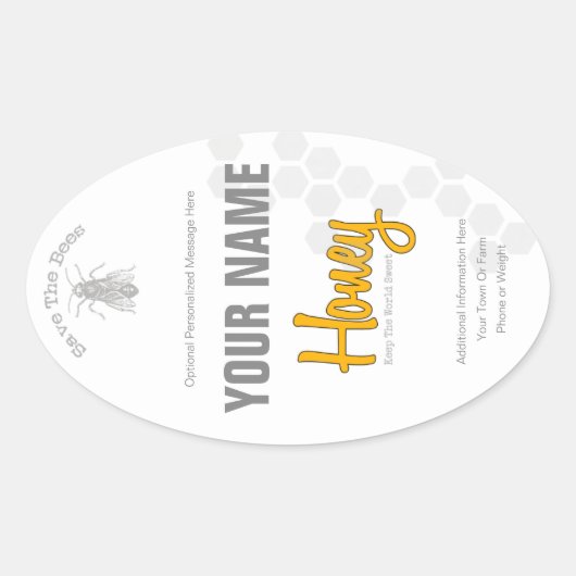 Gepersonaliseerde Honing Fles Custom Label (Voorkant)