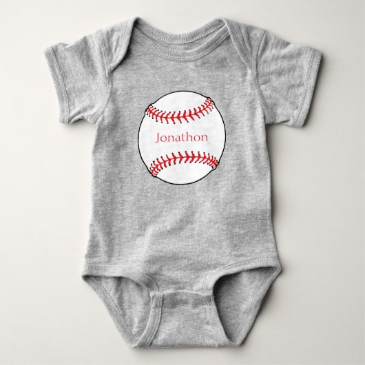 Gepersonaliseerde Honkbal Baby Bodysuit (Voorkant)