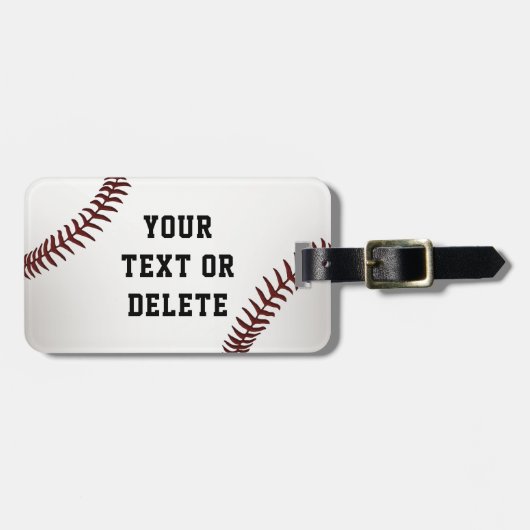 Gepersonaliseerde honkbal Bagagelabels met JOUW TE (Voorkant horizontaal)