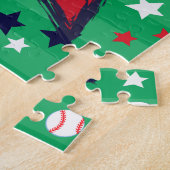Gepersonaliseerde honkbal bats bal en sterren legpuzzel (Zijkant)