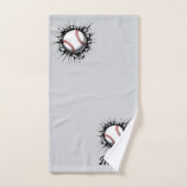 Gepersonaliseerde honkbal die door de muur breekt bad handdoek (Handdoek)