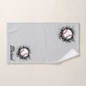 Gepersonaliseerde honkbal die door de muur breekt bad handdoek (Handdoek)