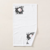 Gepersonaliseerde honkbal die door de muur breekt bad handdoek (Handdoek)