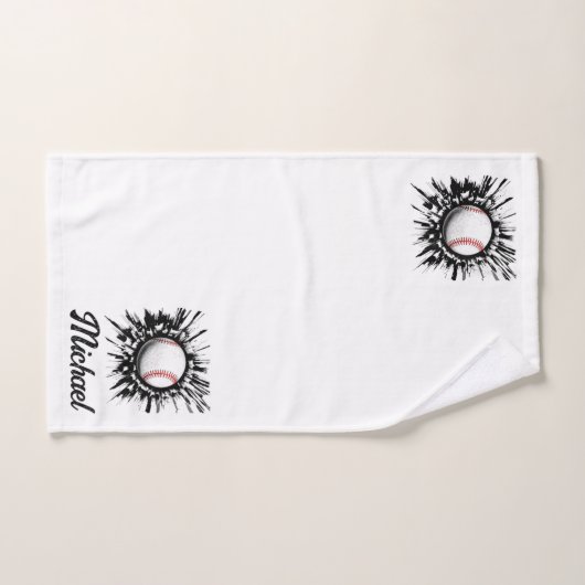 Gepersonaliseerde honkbal die door de muur breekt bad handdoek (Handdoek)